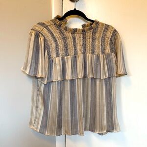 Anthropologie sheer striped swing blouse, size S